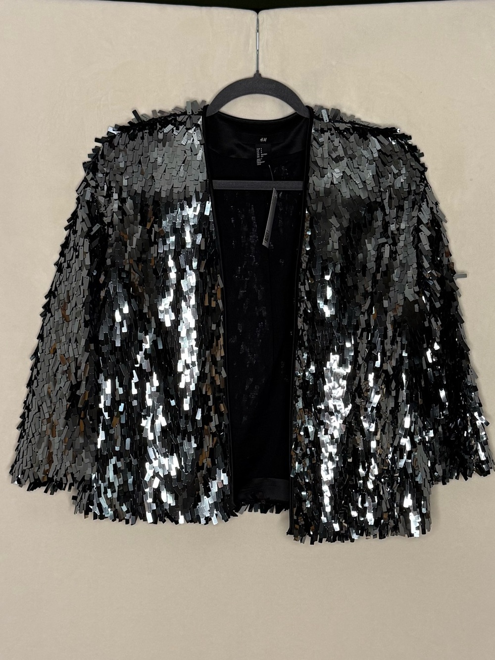 H&M Silver Sequin Open Front Jacket